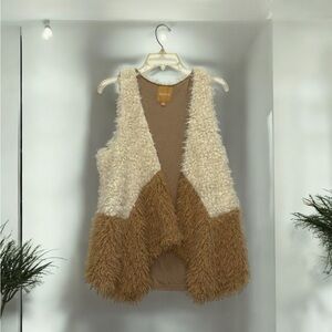 Takara Brown and Cream Two Tone Faux Fur Vest size M